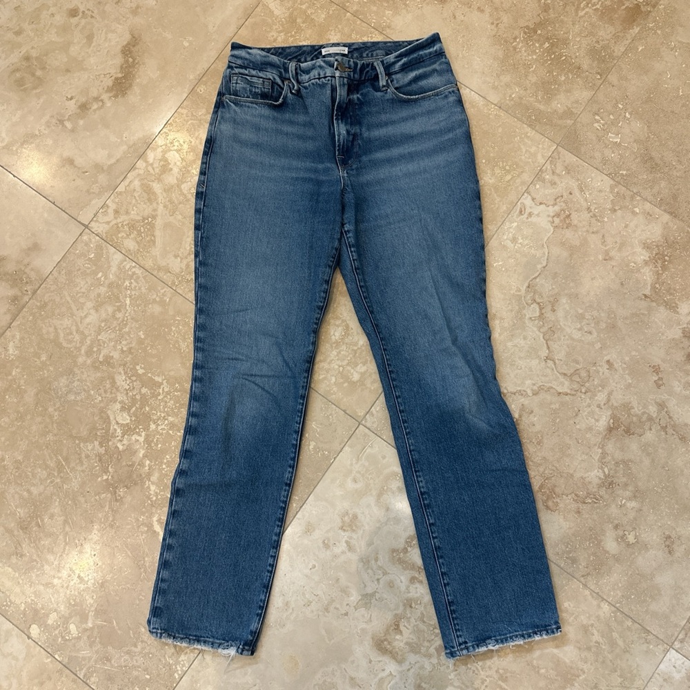 Good American Dark Blue Straight Leg Jeans